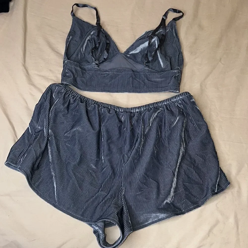 Victoria’s Secret PJ set blue velvet size Shorts and top